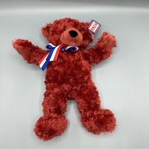 GUND Enesco Division Burgundy Maroon Red Teddy Bear "MARTHA" USA Patriotic Plush